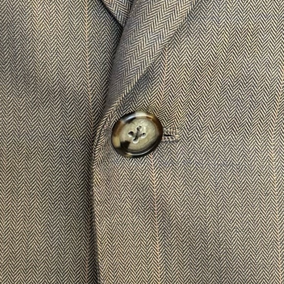 Size 40 Gold Mini Herringbone Window pain notch lapel 2 button jacket - Picture 4 of 5